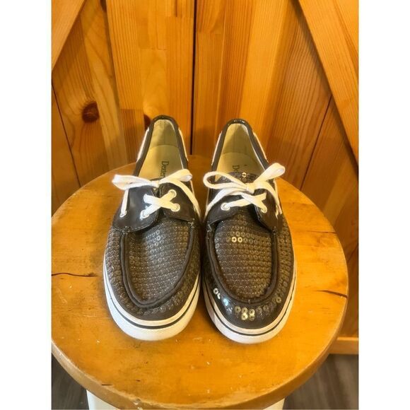 Dexter Brand Women's Gray  Sequined Low-Top Canvas Boat Shoe SZ 9 - Picture 1 of 6